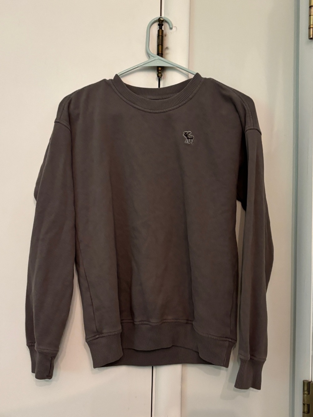 Boys Gray Essential Icon Crew Sweatshirt Abercrombie Kids